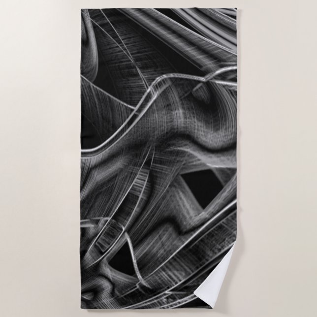 Much twisted with grey grooves on dark background beach towel (Front)