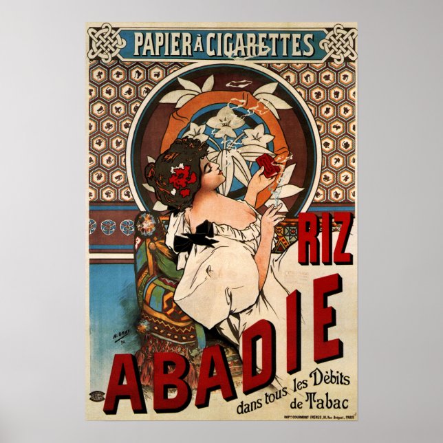 Mucha - Abadie Cigarettes Rolling Paper 1898 Poster (Front)