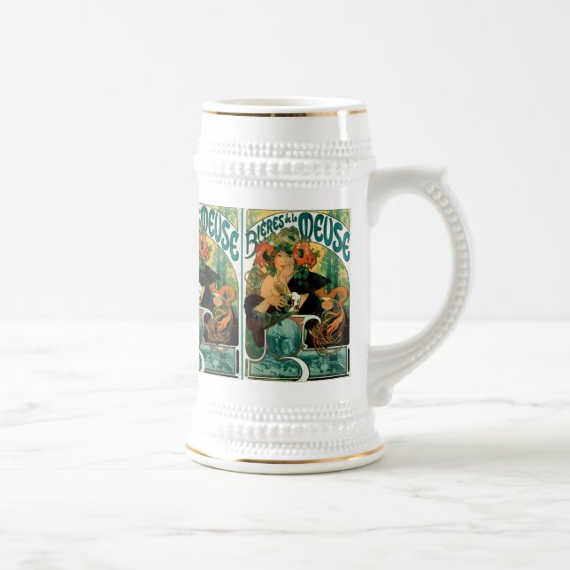 Mucha Art Nouveau:  Bieres de la Meuse Beer Stein (Right)