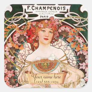 Mucha Art Nouveau Bookplate Stickers
