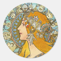 Mucha Art Nouveau Poster - Zodiac - La Plume