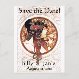 Mucha Art Nouveau Save the Date Postcard