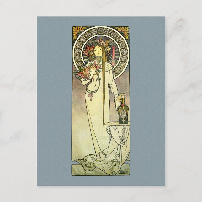 Mucha Art Nouveau Trappistine Postcard (Front)