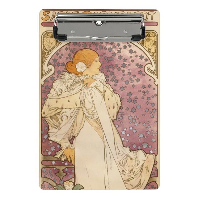 Mucha Art Nouveau Woman Beauty Mini Clipboard (Front)