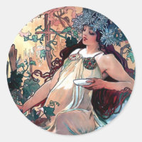 mucha fall autumn art nouveau poster