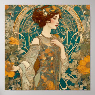 Mucha,Floral motifs,Advertising art,Czechoslovakia Poster