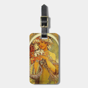mucha flowers  luggage tag