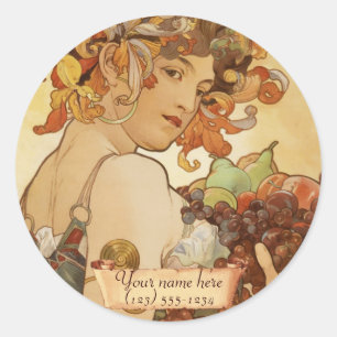 Mucha Fruit Art Nouveau Bookplate Stickers