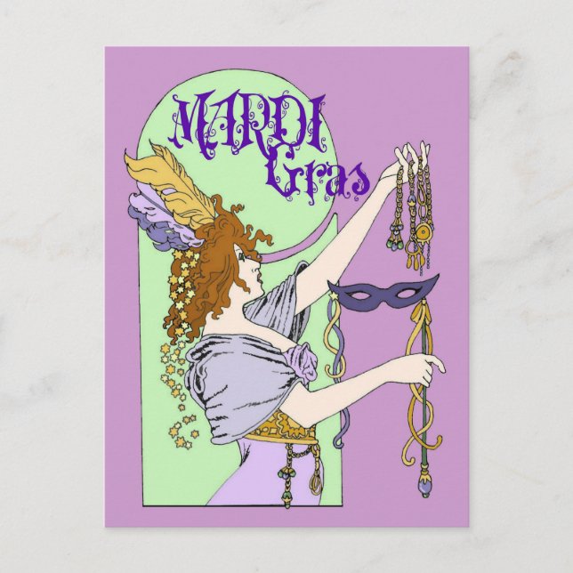 Mucha Mardi Gras Postcard (Front)