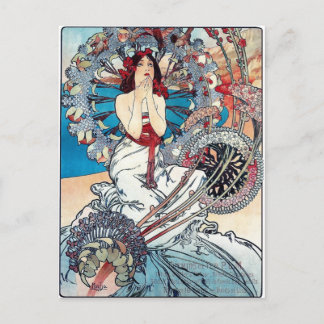 Mucha Monaco Monte carlo art deco poster lady Postcard