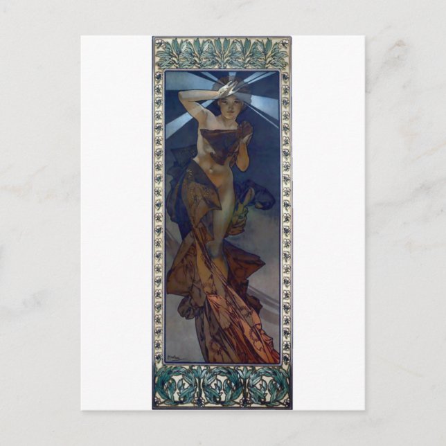mucha morning star art nouveau poster woman postcard (Front)