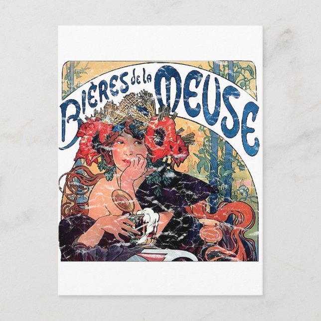 Mucha -Muse -1860 - distressed Postcard (Front)