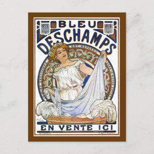 Mucha - Nouveau - Washing Day?! - Bleu Deschamps Postcard
