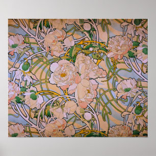Mucha - Peonies Poster