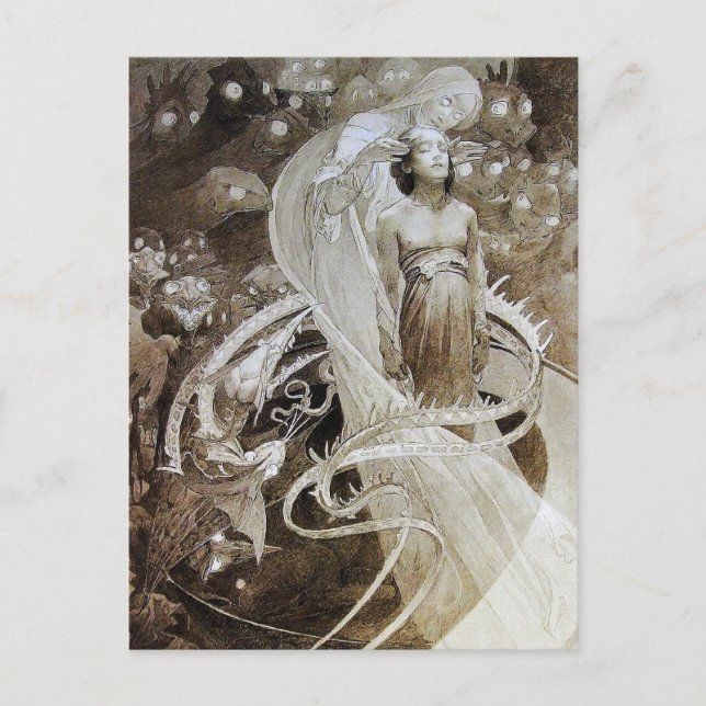 Mucha Postcard: Illustration from Le Pater Postcard (Front)