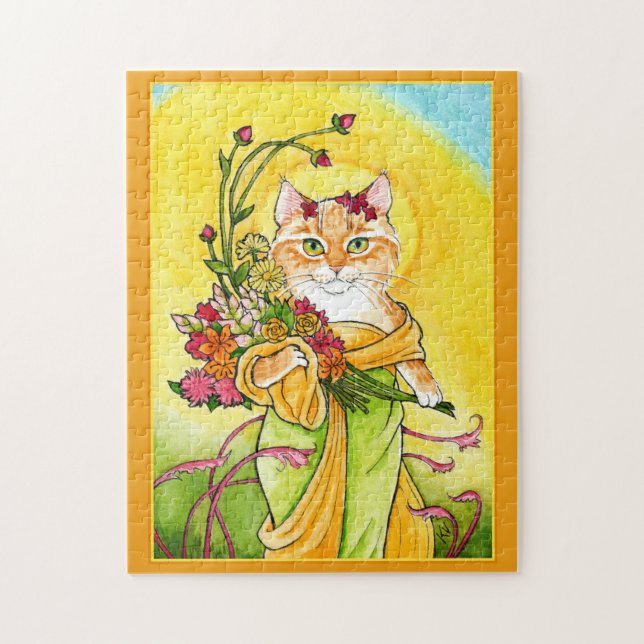 Mucha Spring Cat spoof jigsaw puzzle (Vertical)