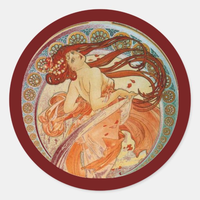 Mucha Woman Classic Round Sticker (Front)