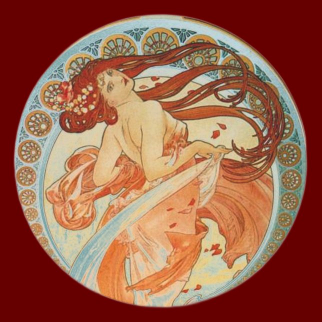 Mucha Woman Classic Round Sticker (Creator Uploaded)