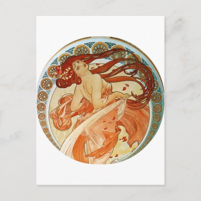 Mucha Woman Postcard (Front)