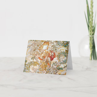 Mucha Woman With Daisy Art Nouveau Note Cards