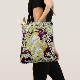 Mucha Woman with Daisy, Vintage Art Nouveau Tote Bag