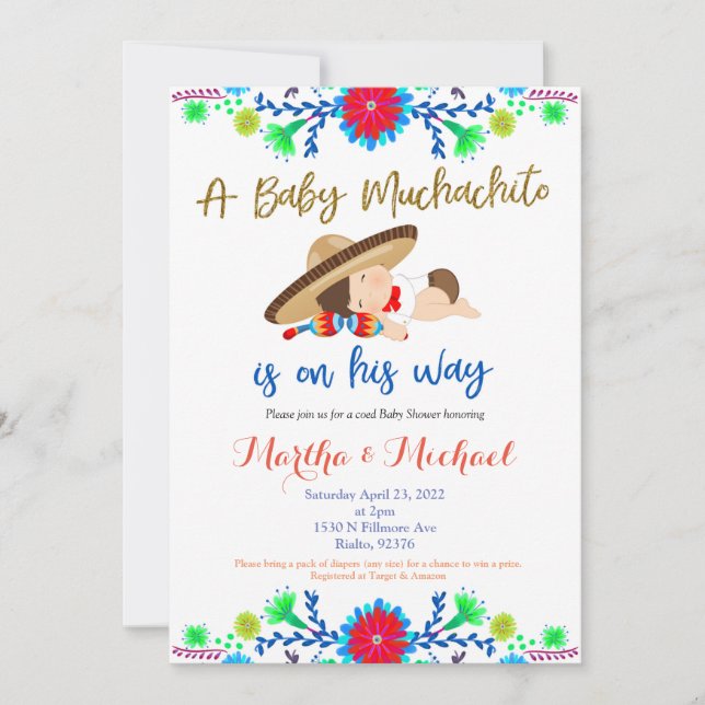 Muchachito MEXICAN Fiesta Baby Shower Invitation (Front)