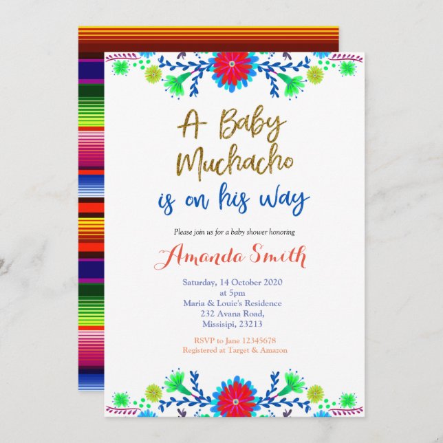 Muchacho MEXICAN Fiesta Baby Shower Invitation (Front/Back)