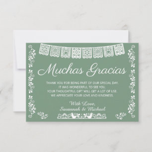 Muchas Gracias Baby Shower Sage Green Thank You Card
