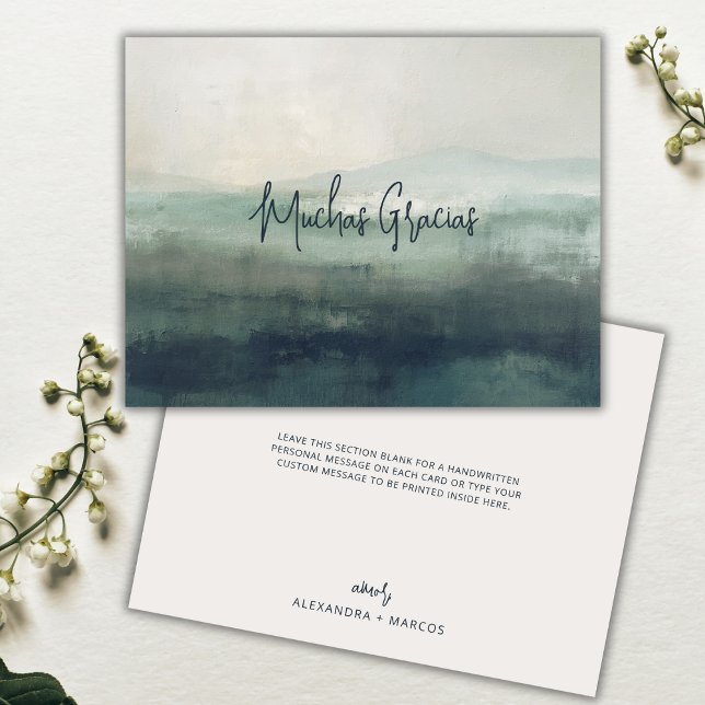Muchas Gracias Modern Sage Green Spanish Wedding Thank You Card (Fully editable for personal or business use.
)