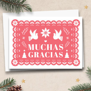 Muchas Gracias Papel Picado Christmas Thank You Holiday Card