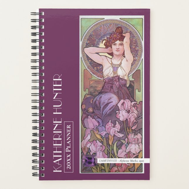 Mucha's Precious Stones Amethyst Small Planner (Front)