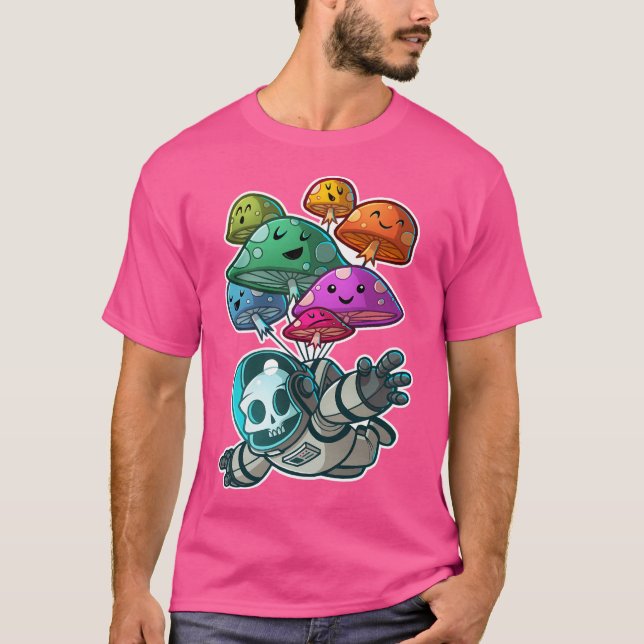 Muchroom Paratrooper Kawaii Skull T-Shirt (Front)