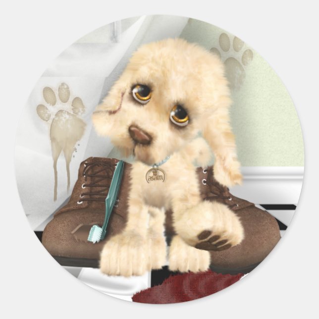 Mucky Pup Classic Round Sticker (Front)