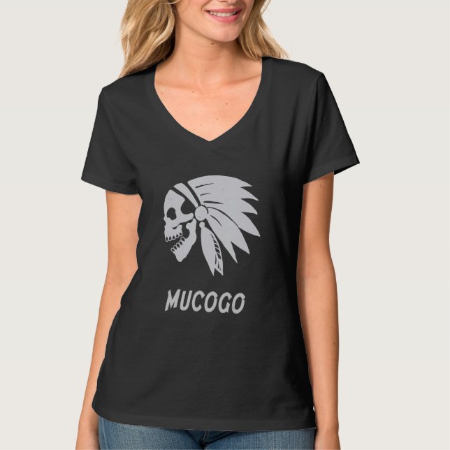Mucogo Native American Indian Born Freedom Evil Sk T-Shirt (Front)