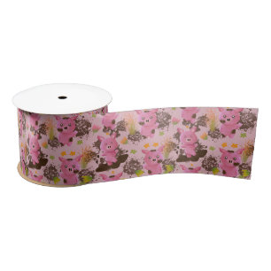 Mud Bath Piggy  Satin Ribbon