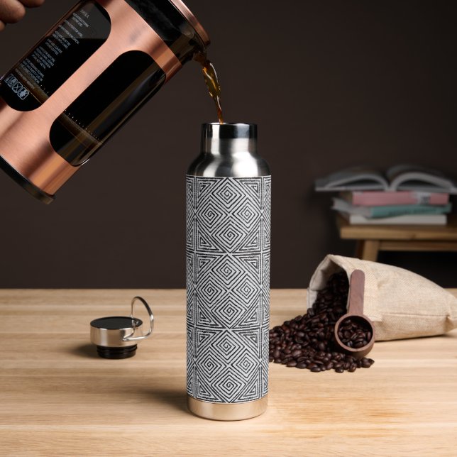 Mud Cloth Diamond Pattern Beautiful Water Bottle (Coffee)