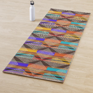 Mud Cloth Inspired   Multicolors and Diamonds Yoga Mat