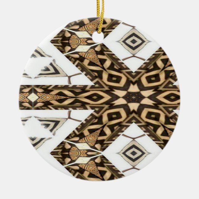 Mud cloth pattern ceramic tree decoration (Front)