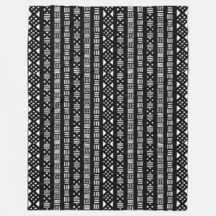 Mud Cloth Style 01 - Black Fleece Blanket