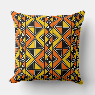 Mud Cloth Style 100215 - Amber and Orange Cushion
