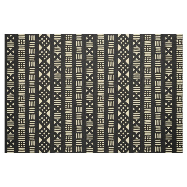 Mud Cloth Style Pattern 01 - Cream with Black (Fat Quarter)