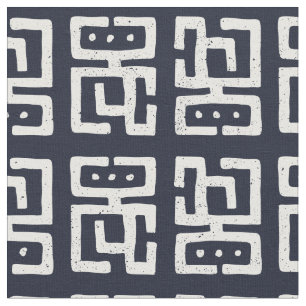 Mud Print Inspired Pattern   Black/White Fabric
