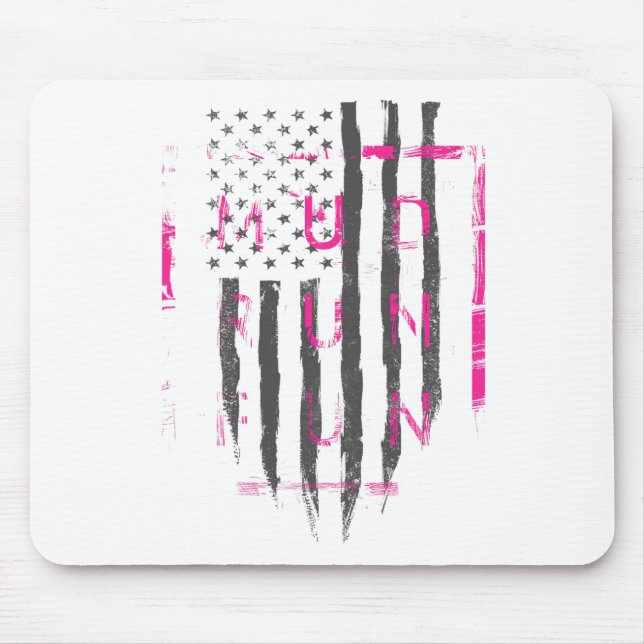 Mud Run Fun Usa Flag Pink Mudder Trail Running And Mouse Pad (Front)