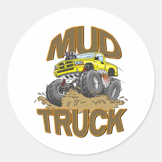 Mud Truck Dodge Classic Round Sticker (Front)