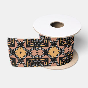 Mudcloth Bogolan Geometric Print Satin Ribbon