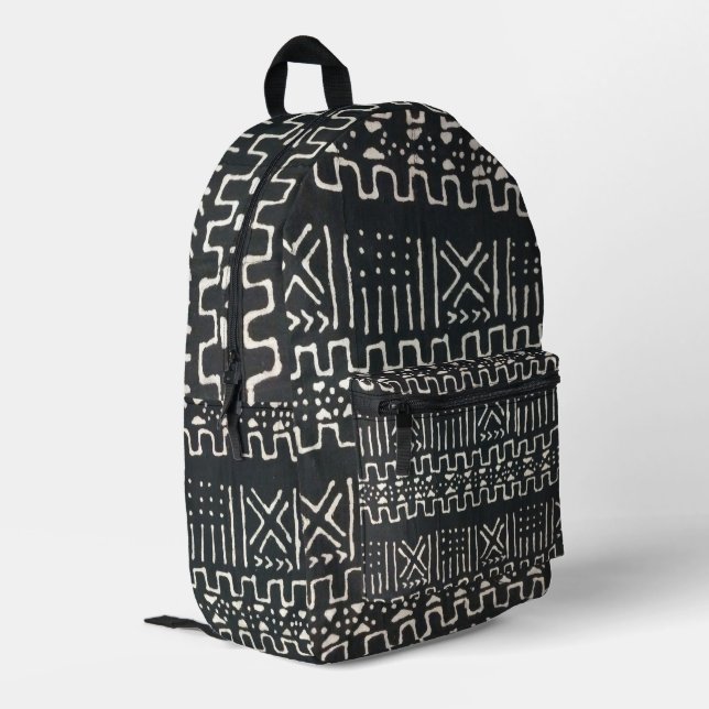Mudcloth Printed Backpack (Back Corner Left)