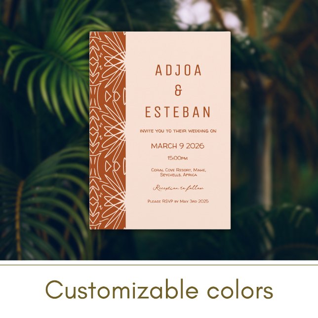 Mudcloth Tribal Pattern Boho Wedding Invitation (Creator Uploaded)