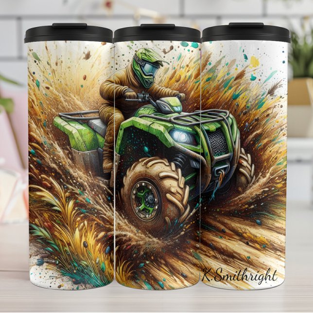 Muddy ATV Action Splash Art Thermal Tumbler (Creator Uploaded)