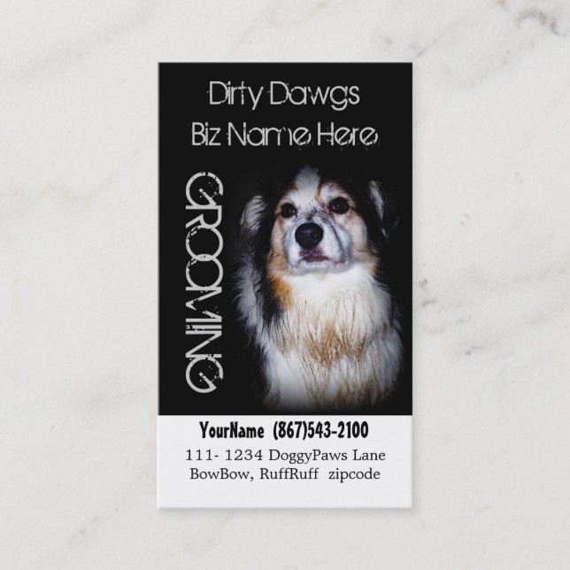 Muddy aussie Dog Grooming Dog Wash Business Card (Front)