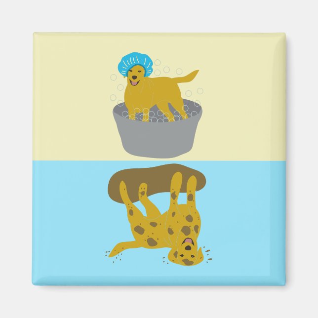 Muddy / Bathtime Dog Funny Clean Dirty Dishwasher Magnet (Front)